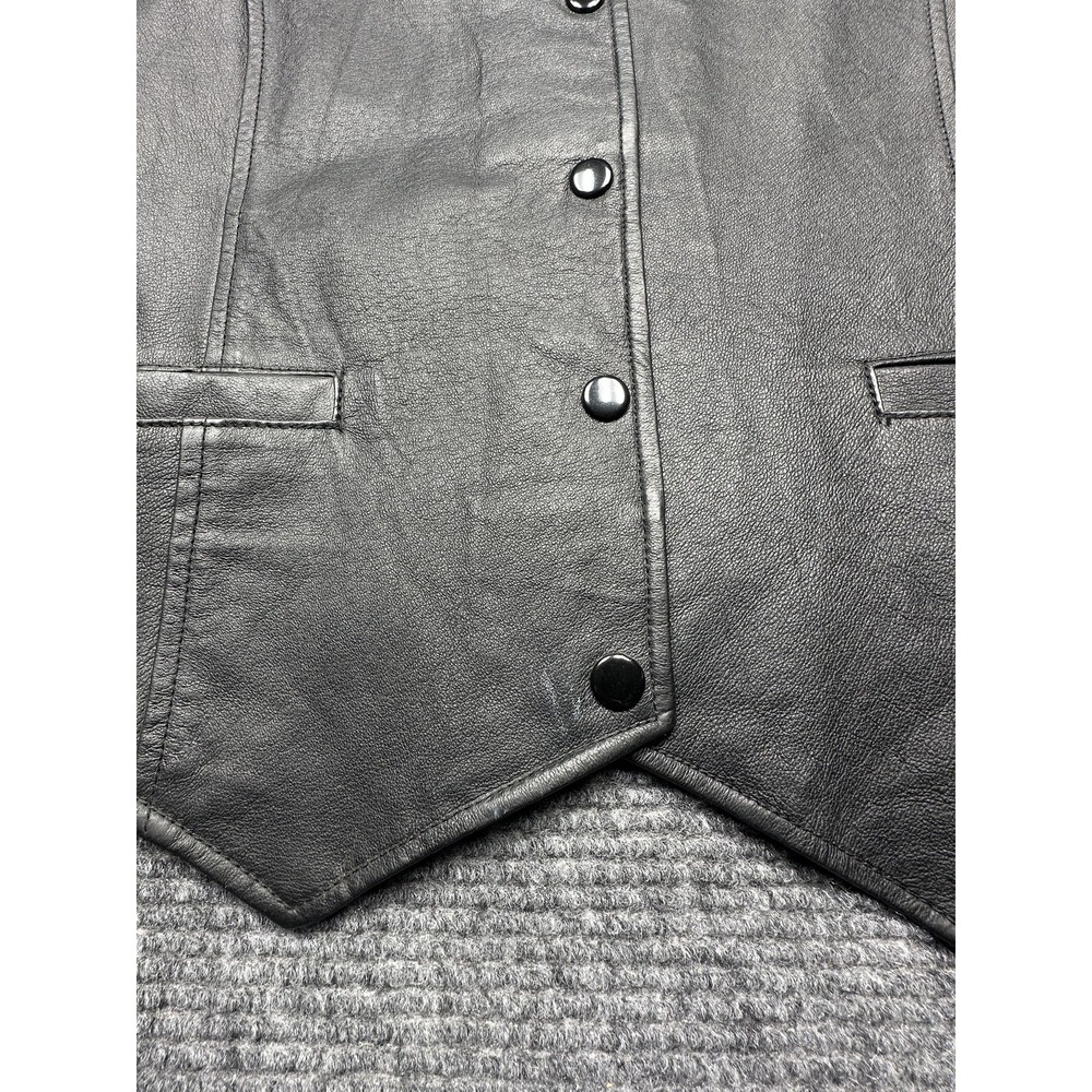 USA Leather Vest Womens 2XL Black B320 Genuine Leather Snap Front Western Style - Picture 8 of 9